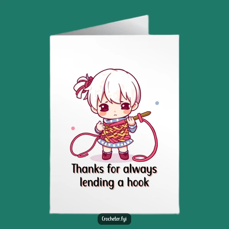 Free Printable Crochet Card: Thank You for Your Crafty Help, Unique Download