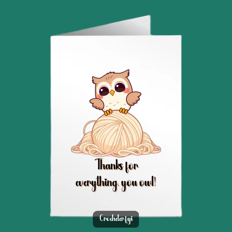 Funny Free Printable Thank You Card: Owl's Generous Yarn Gift, Downloadable Gratitude