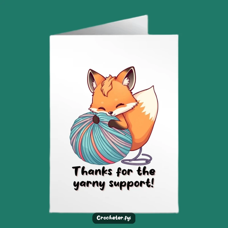Free Printable Fox Yarn Thank You Card: Humorous Downloadable Gift for Crafters!