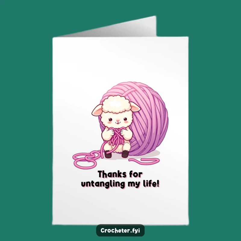 Free Printable Thank You Card: Sheep Knitting Yarn, Funny Gratitude Downloadable