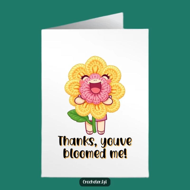Free Printable Thank You Card: Crochet Flower Joyful Character Gift