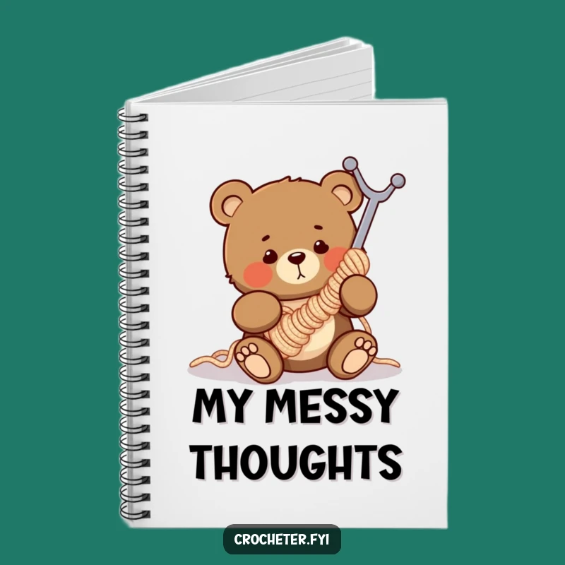 Funny Clumsy Bear Crochet Notebook - Hilarious Gift for Writers & Crafters