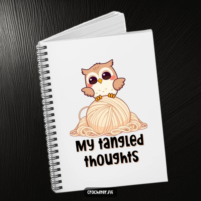 Funny Giggling Owl Notebook: Joyful owl humorously drops a large yarn ball, ideal funny gift journal.
