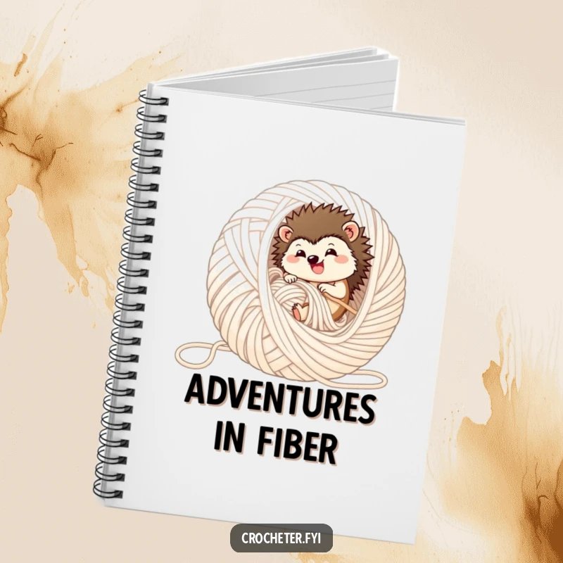 Funny hedgehog notebook cover, featuring a hedgehog rolling in yarn, perfect for journaling creative thoughts.