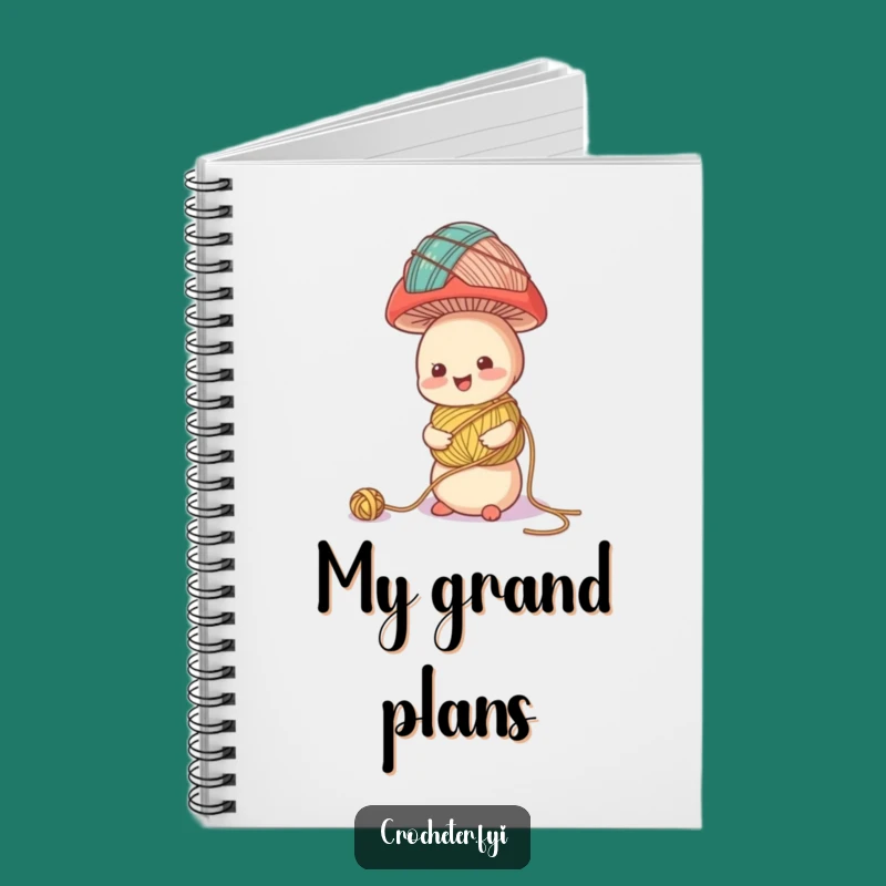Funny Mushroom Yarn Balance Notebook - Whimsical Crafting Journal Gift