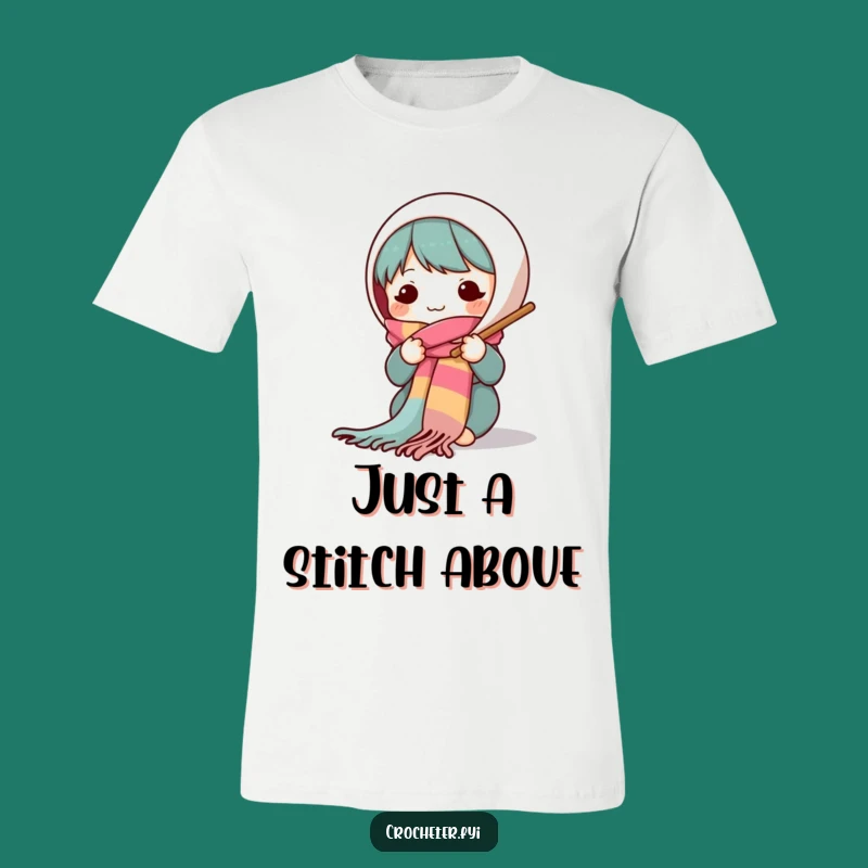 Funny Knitting Character T-Shirt: Cute Colorful Scarf Design, Ideal Funny Gift for Knitters