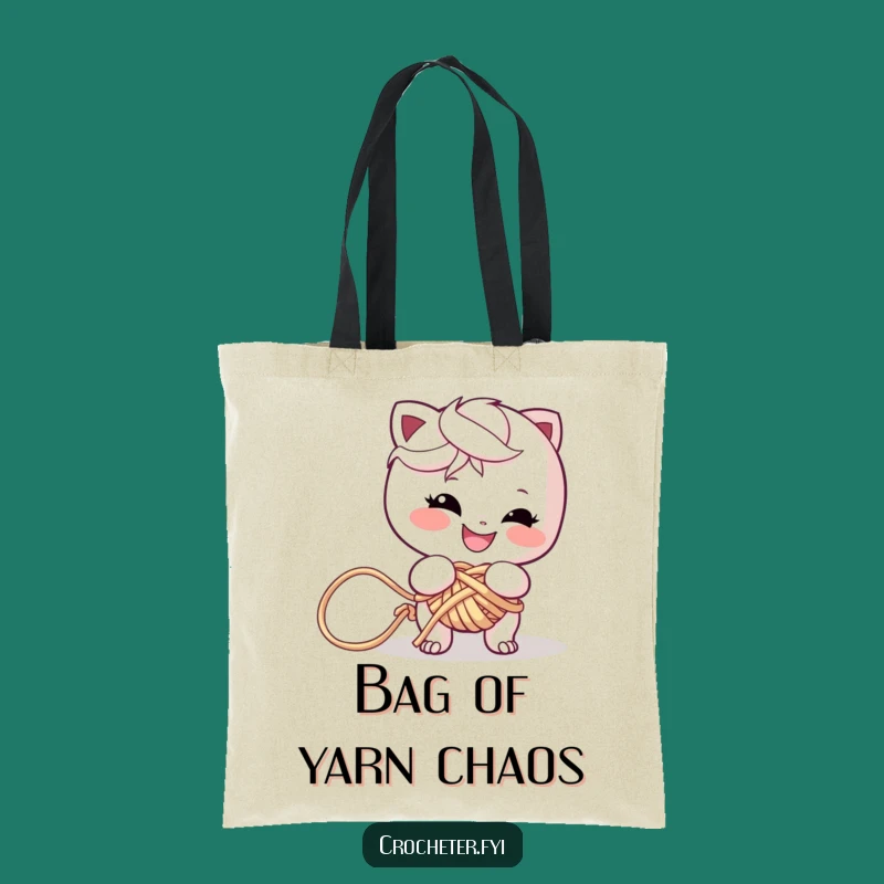Funny Yarn Tangler Tote Bag: Mischievous Character, Perfect Funny Gift for Yarn Lovers
