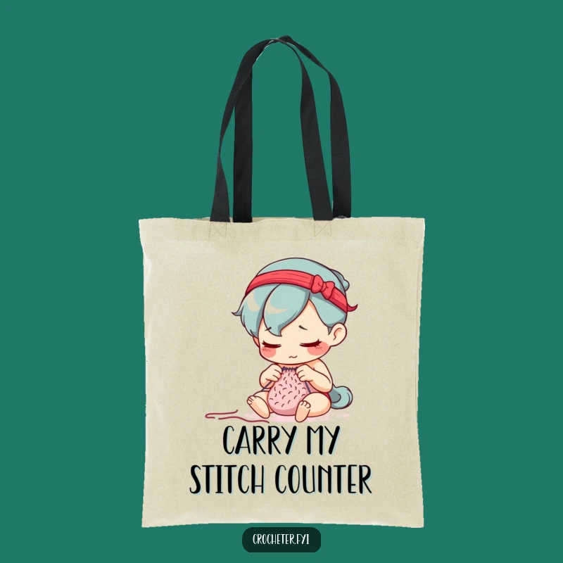 Funny Stitch Counter Tote Bag: Focused Crafter Design, Perfect Funny Gift for Yarn Lovers