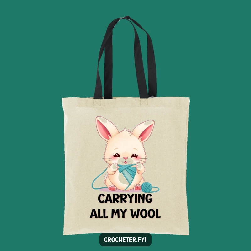 Funny Bunny Knitting Tote Bag: Chic & Humorous Crafty Rabbit Accessory Gift