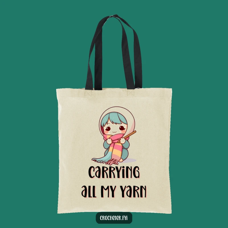 Funny Knitting Character Tote Bag: Cute Scarf Design, Great Funny Gift for Yarn Lovers