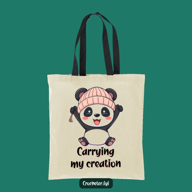 Funny Panda Knitting Hat Tote Bag - Carry Your Crafting Pride!