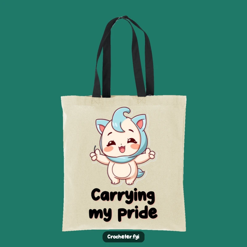 Funny Proud Knitter Tote Bag: Happy Character with Perfect Stitch