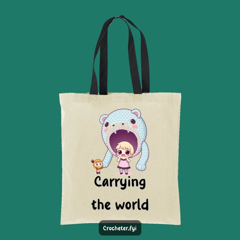 Funny Giant Crochet Tote Bag: Surprised Crafter's Project Carrier
