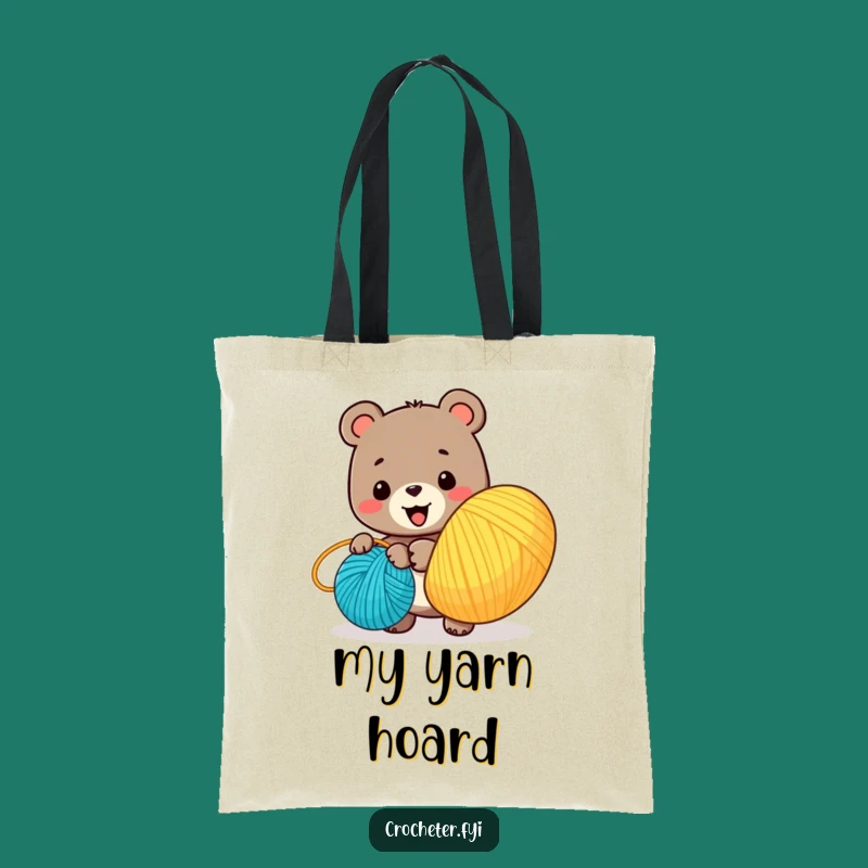 Funny Bear Yarn Winder Tote Bag: Quirky Cartoon Crafter Carryall