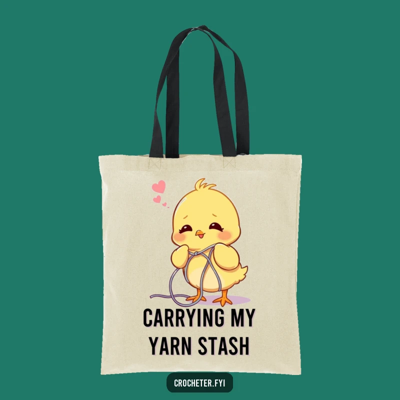 Funny Chick Unraveling Yarn Tote Bag - Carry Your Crafting Chaos!