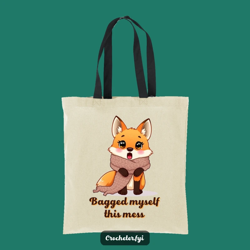 Funny Fox Scarf Tote Bag: Carry Your Yarn Adventures in Style