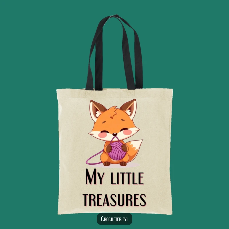Funny Fox Yarn Ball Tote Bag: Quirky Cartoon Carryall