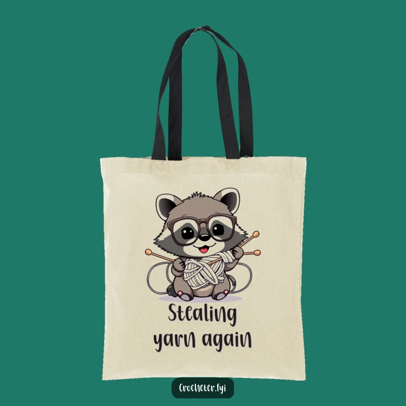 Funny Raccoon Knitting Tote Bag - Hilarious Crafter's Accessory