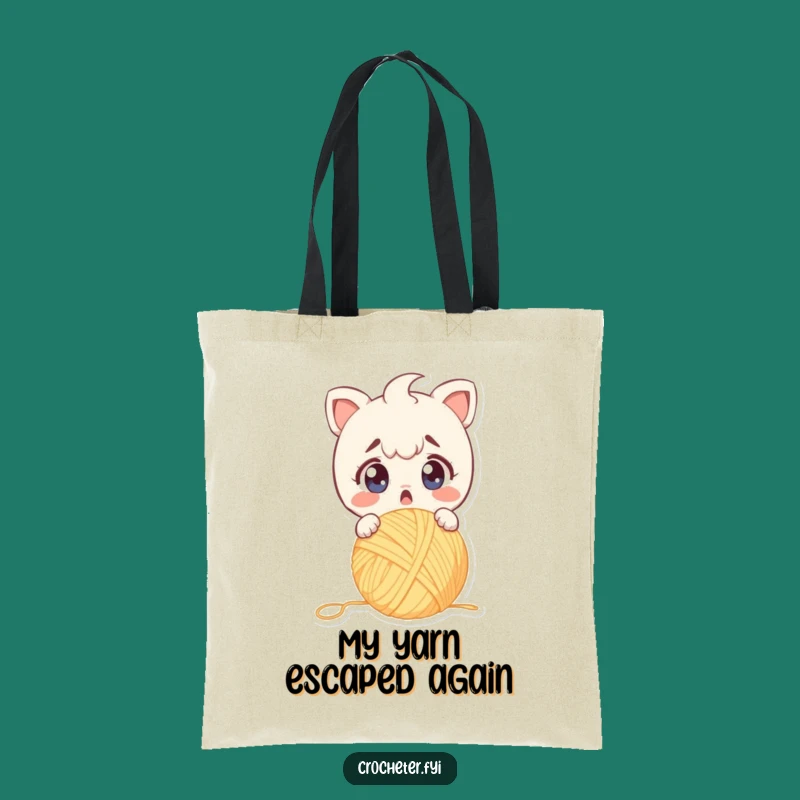 Funny Surprised Yarn Drop Tote Bag: Crafty Oops, Perfect Funny Gift!