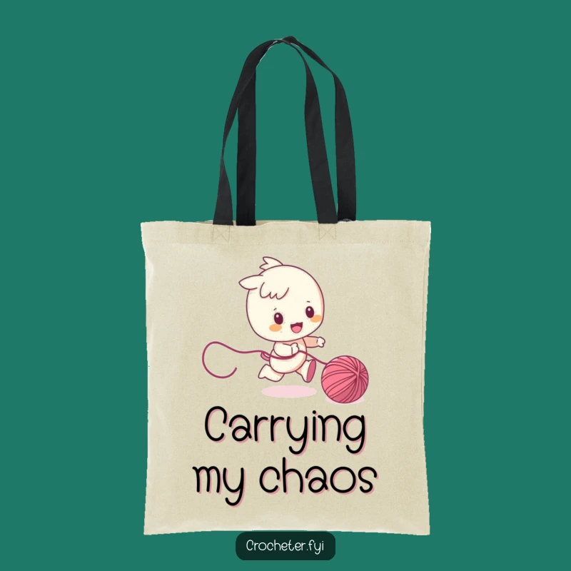 Funny Yarn Chaser Tote Bag: Playful Character Carry-All Gift
