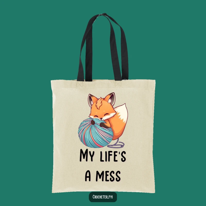 Funny Fox Yarn Tote Bag: Carry Your Crafts and Laughter Everywhere