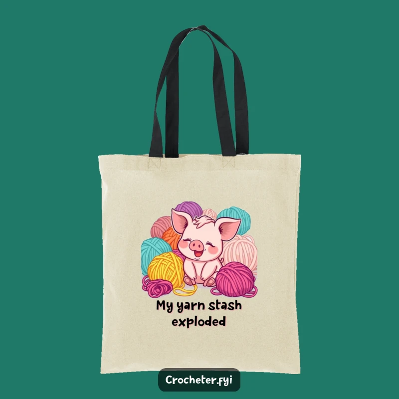 Funny Piglet Yarn Tote Bag: Carry Your Supplies with Adorable, Humorous Style