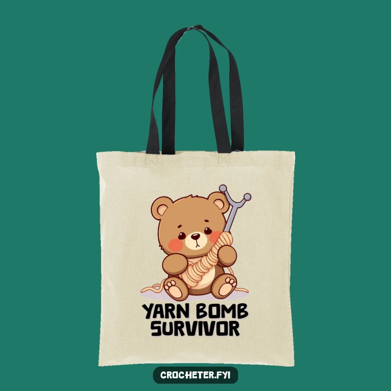 Funny Crochet Bear Shopping Tote Bag - Hilarious Crafting Accessory